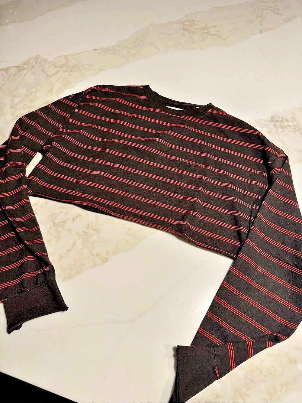 Joah Brown Striped Long Sleeve Top in Black & Red